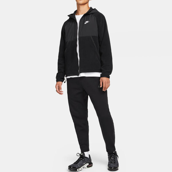 Куртка Men's Nike Sportswear Full-Length Zipper Cardigan Hooded Fleece Lined Jacket Black, черный — фото 3