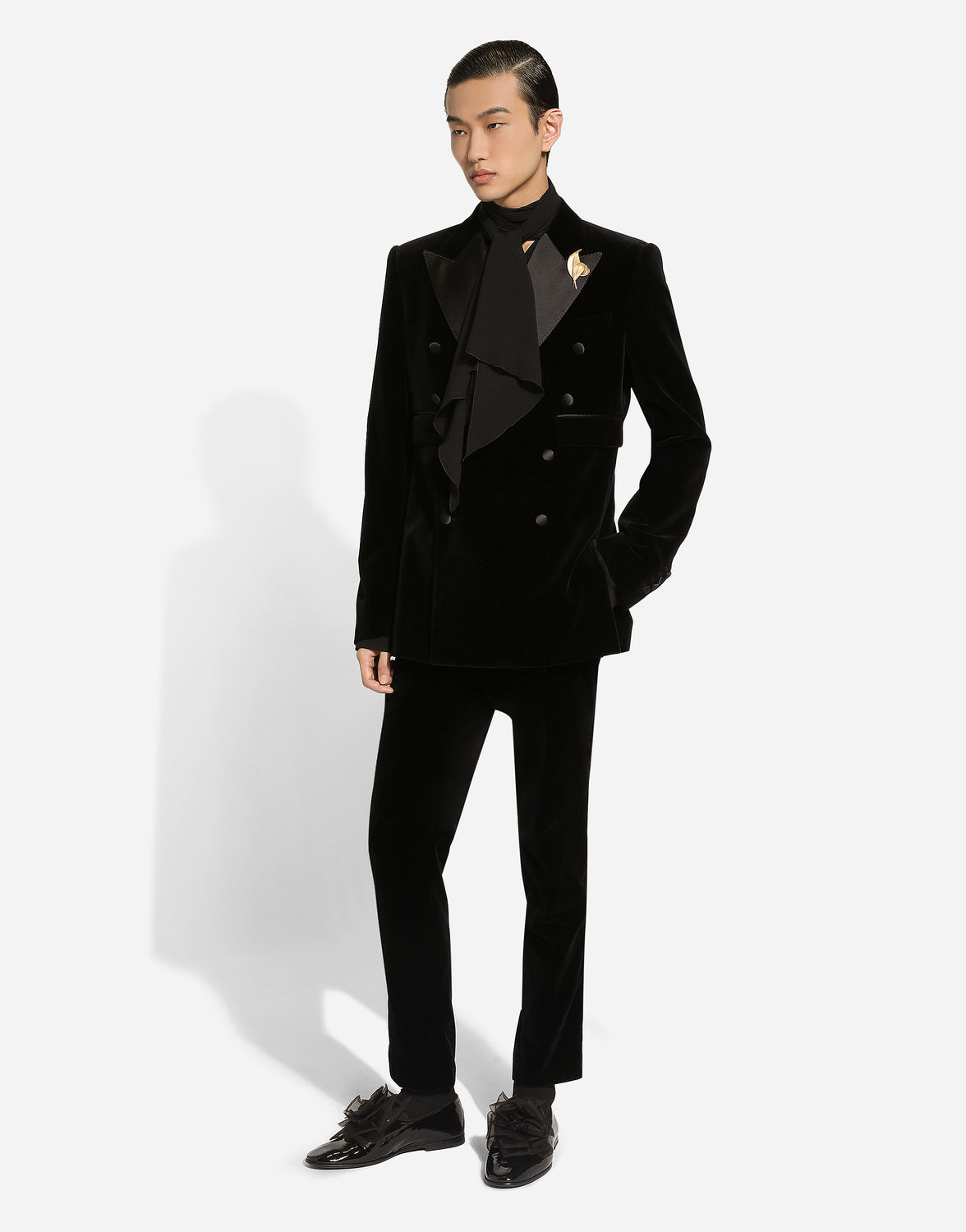 Классические бархатные смокинговые брюки Dolce & Gabbana, черный — фото 2