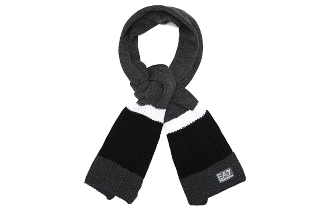 

EMPORIO ARMANI Вязаный шарф мужской серо-черный, Gray/Black