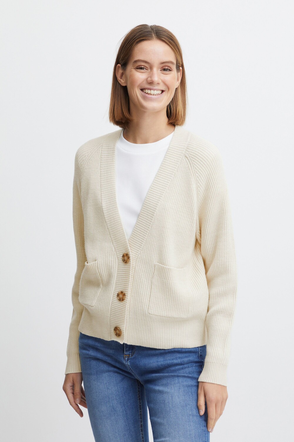 

Кардиган b.young Strickjacke BYMILO VNECK CAR 20812788, натуральный