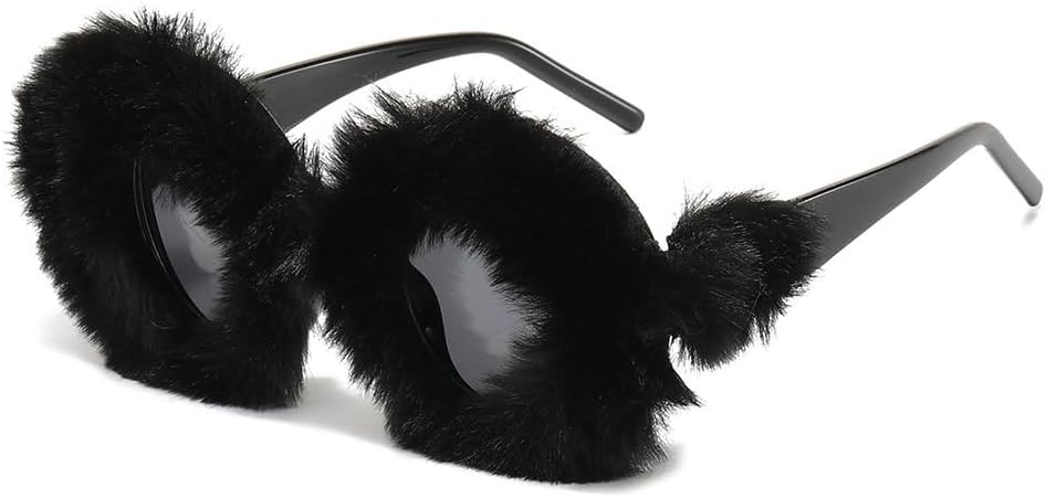 

Круглые плюшевые солнцезащитные очки 2027 года для женщин, винтажные, большие, декоративные, зимние, термоочки, пушистые, с защитой от УФ-излучения UV400 MTZJH, One Color