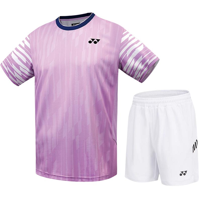 

Мужской комплект формы для бадминтона Yonex, clothing sets[фиолетовый розовый top+белый shorts]