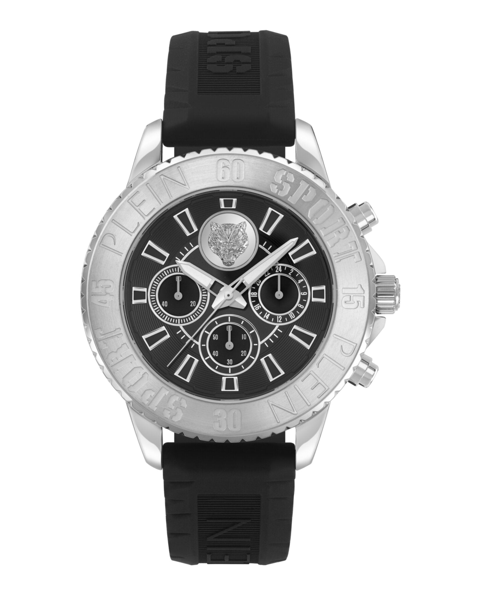 

Силиконовые часы Glam Chrono PLEIN SPORT, цвет black/stainless steel/black