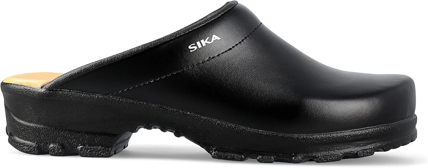 Сабо SIKA Unisex Flex offener, rutschfeste PU-Laufsohle, bequeme Schuhe für medizinisches Personal,weiches LBS-Fußbett, Permair-Leder,stoßdämpfender Clog für Industrie, Küche (HORECA) Arbeit & Freizeit, Black — фото 2