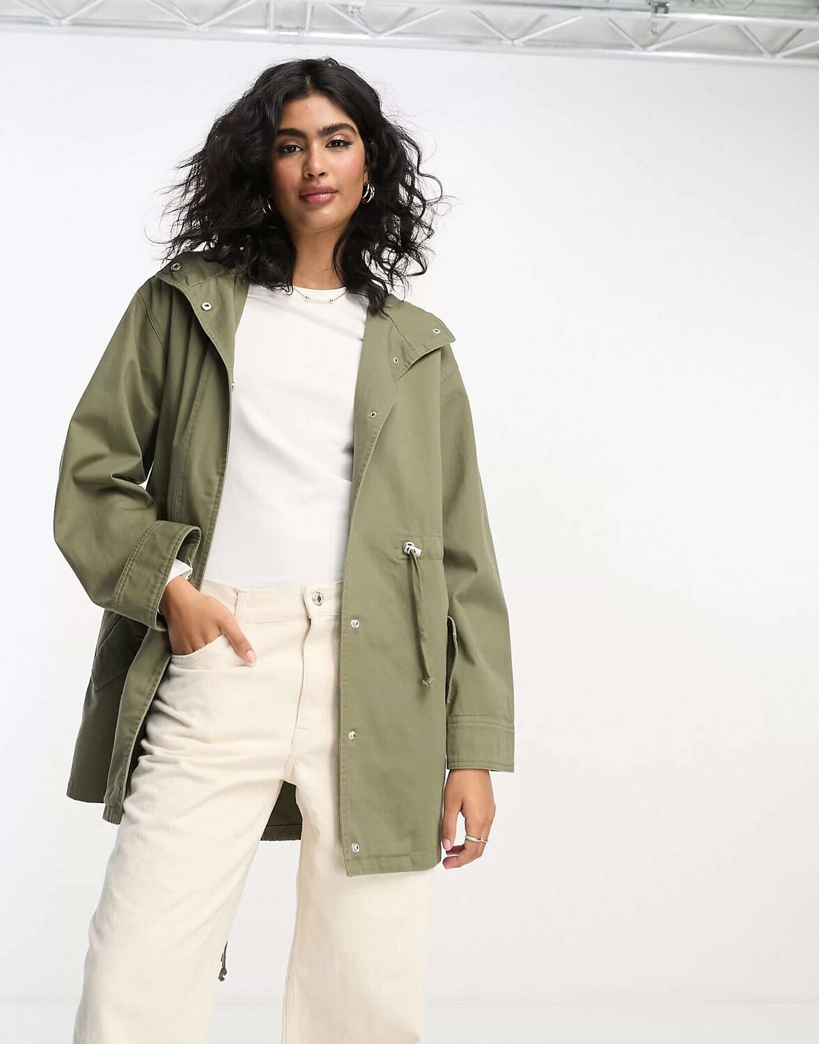

Легкая стираная парка цвета хаки ASOS