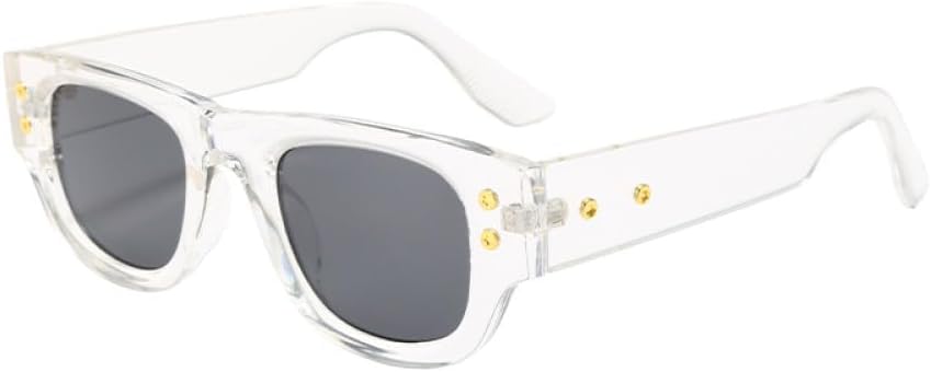 

Винтажные солнцезащитные очки для мужчин в стиле панк-ретро, ​​женские солнцезащитные очки с заклепками и широкими дужками, защита от УФ-излучения UV400 LANGSER, Tr Grey