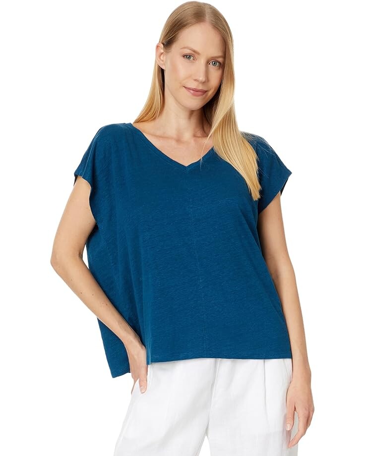 

Футболка Eileen Fisher V Neck Square, цвет Atlantis