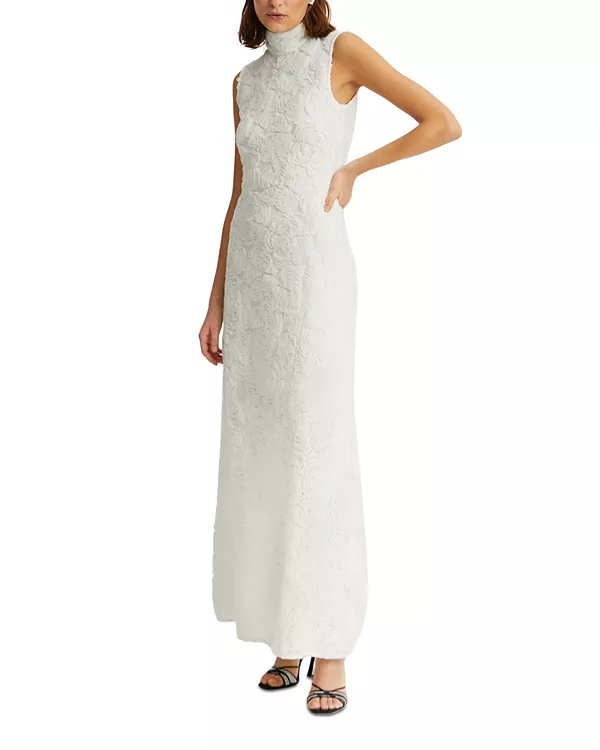 

Платье-Макси с цветочным узором и сетчатой тканью Rotate, белый