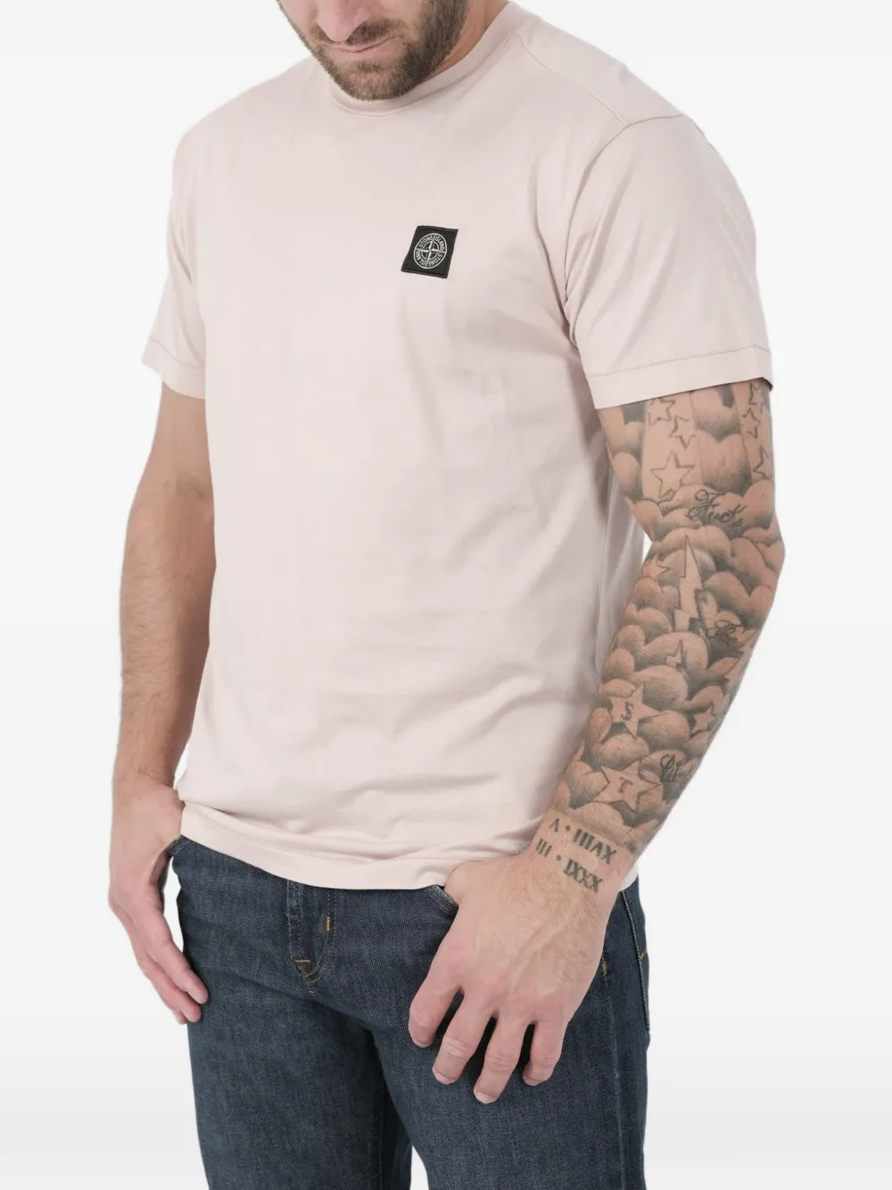 

Футболка с нашивкой-логотипом Stone Island, бежевый