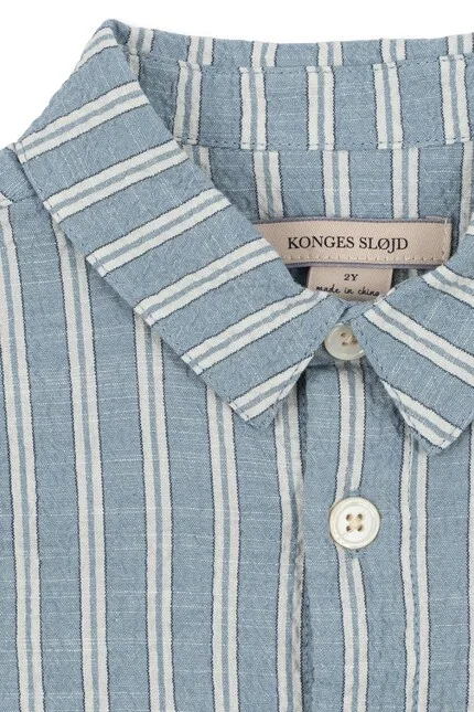 Рубашка детская с узором Elliot SS Shirt Konges Sløjd, синий — фото 3