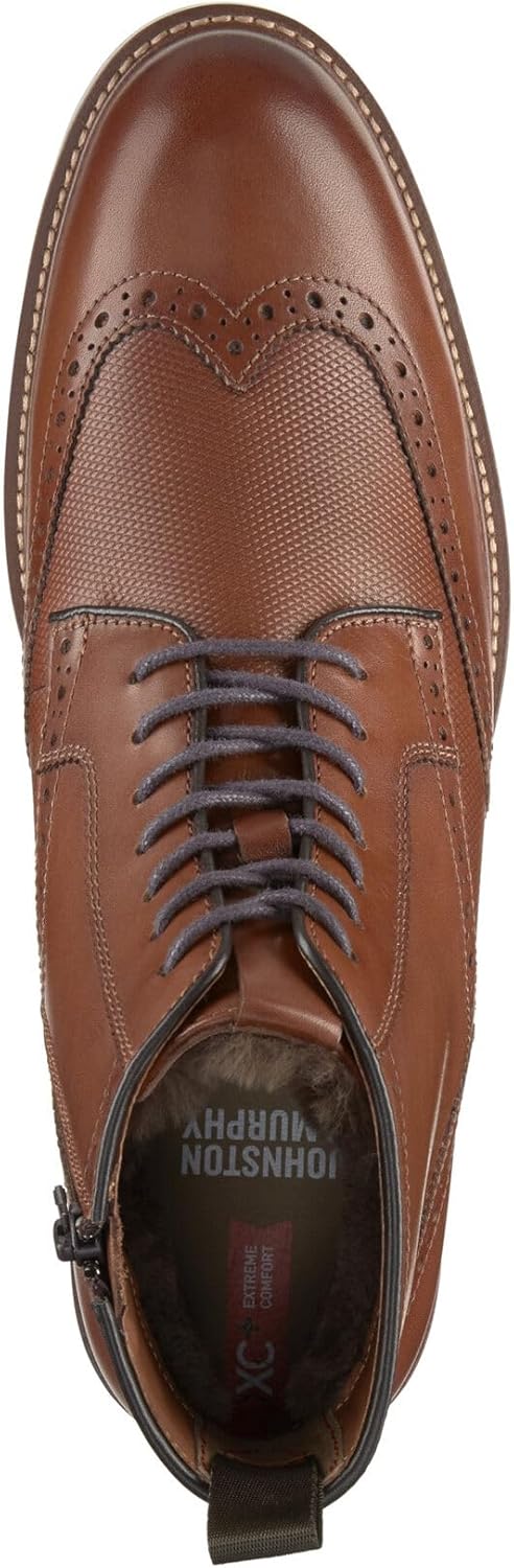 Мужские ботинки Johnston Murphy Xc4 Durham с крыльчатым носком Johnston & Murphy, Cognac Waterproof Full Grain/Shearling — фото 2