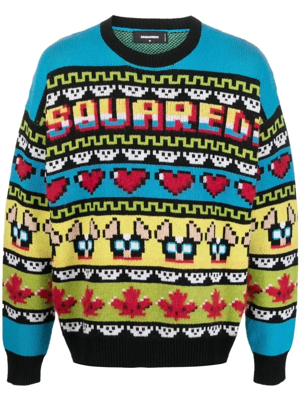 Жаккардовый джемпер с круглым вырезом Dsquared2, синий