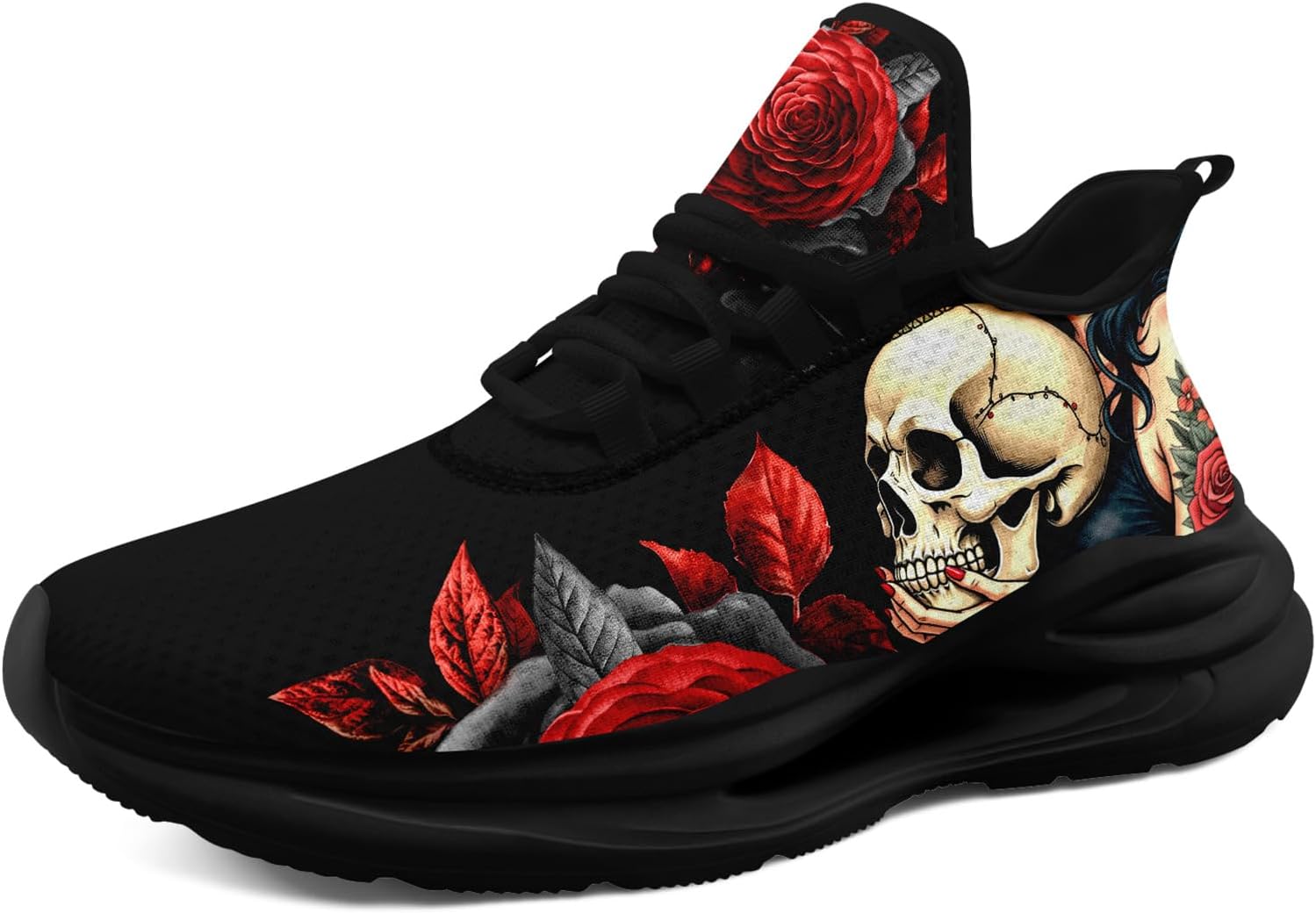 

Мужские беговые кроссовки AWSOLE в готическом стиле, с черепами, легкие, дышащие, модные кроссовки, повседневные спортивные для тренажерного зала и прогулок, черный/розовый/серый/бежевый