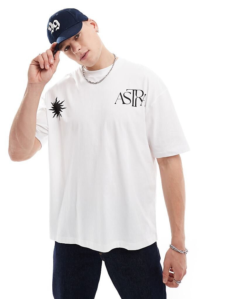 

ASOS DESIGN – черная футболка оверсайз с астрологическим принтом на груди