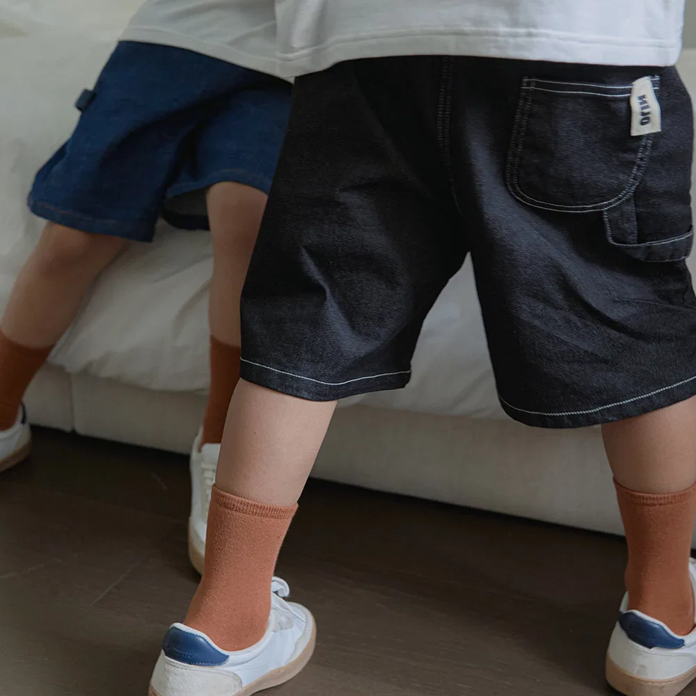 Детские джинсовые шорты-бермуды с отстрочкой, тёмно-синие, от Hijo