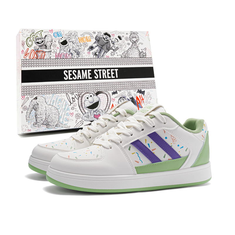 

SESAME STREET Классические унисекс скейтерские кросcовки с утеплением, противоскользящей подошвой и амортизацией, низкие, бело-зеленые, цвет White Green[Classic]