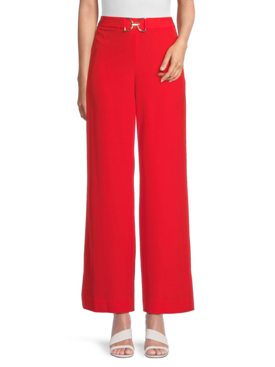 

Однотонные брюки широкого кроя Halston, цвет Fire