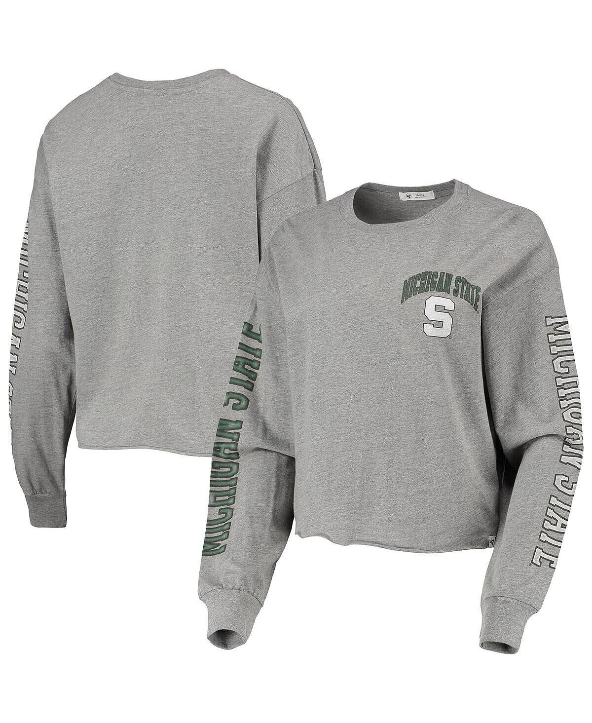 

Женская укороченная футболка с длинными рукавами '47 Heathered Michigan State Spartans Ultra Max Parkway '47 Brand