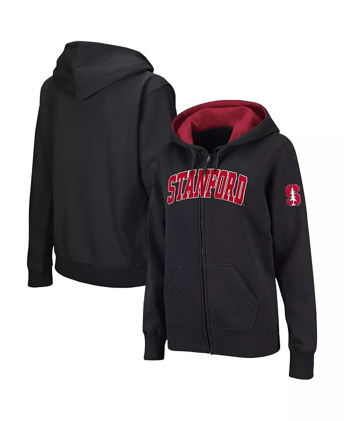 

Женская черная толстовка с капюшоном Stanford Cardinal Arched Name на молнии Colosseum
