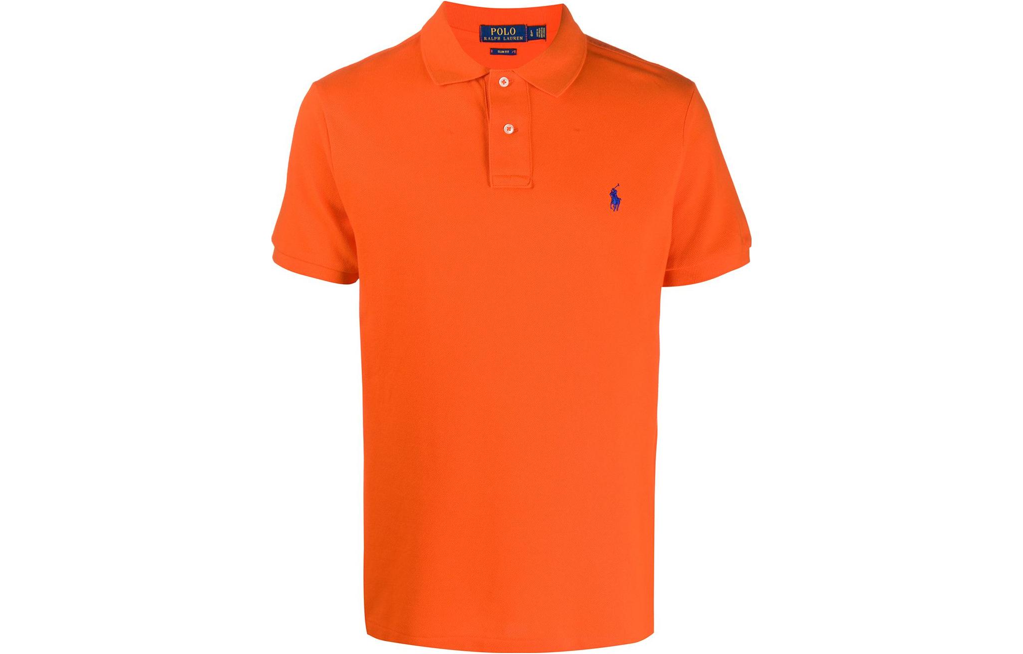 Поло с коротким рукавом и вышитым логотипом Polo Ralph Lauren, ярко-оранжевый — фото 2