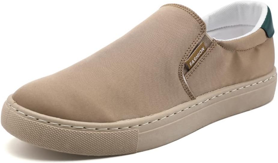 

Мужские туфли больших размеров из шелковистой парусины, повседневные туфли без шнурков Tazimall, хаки