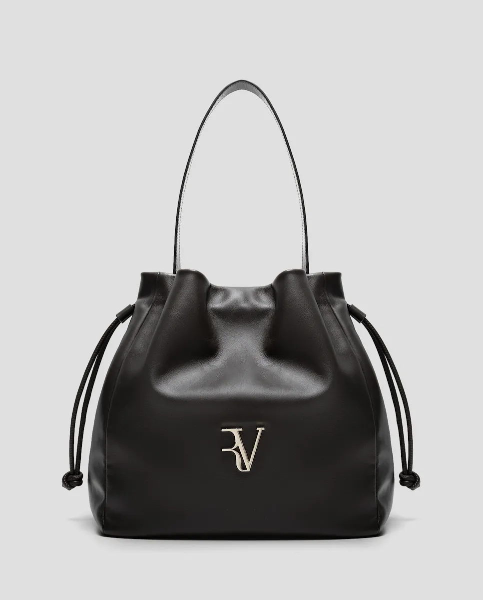 

Кожаная сумка через плечо с двойной застежкой и логотипом RV Roberto Verino, коричневый