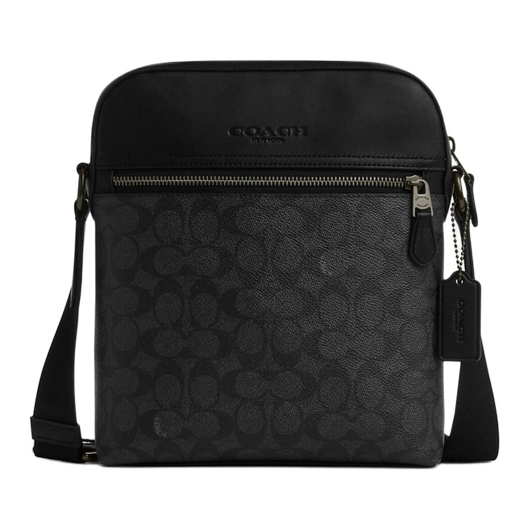 

COACH Хьюстон кожаная сумка через плечо кроссбоди мужская черная серая