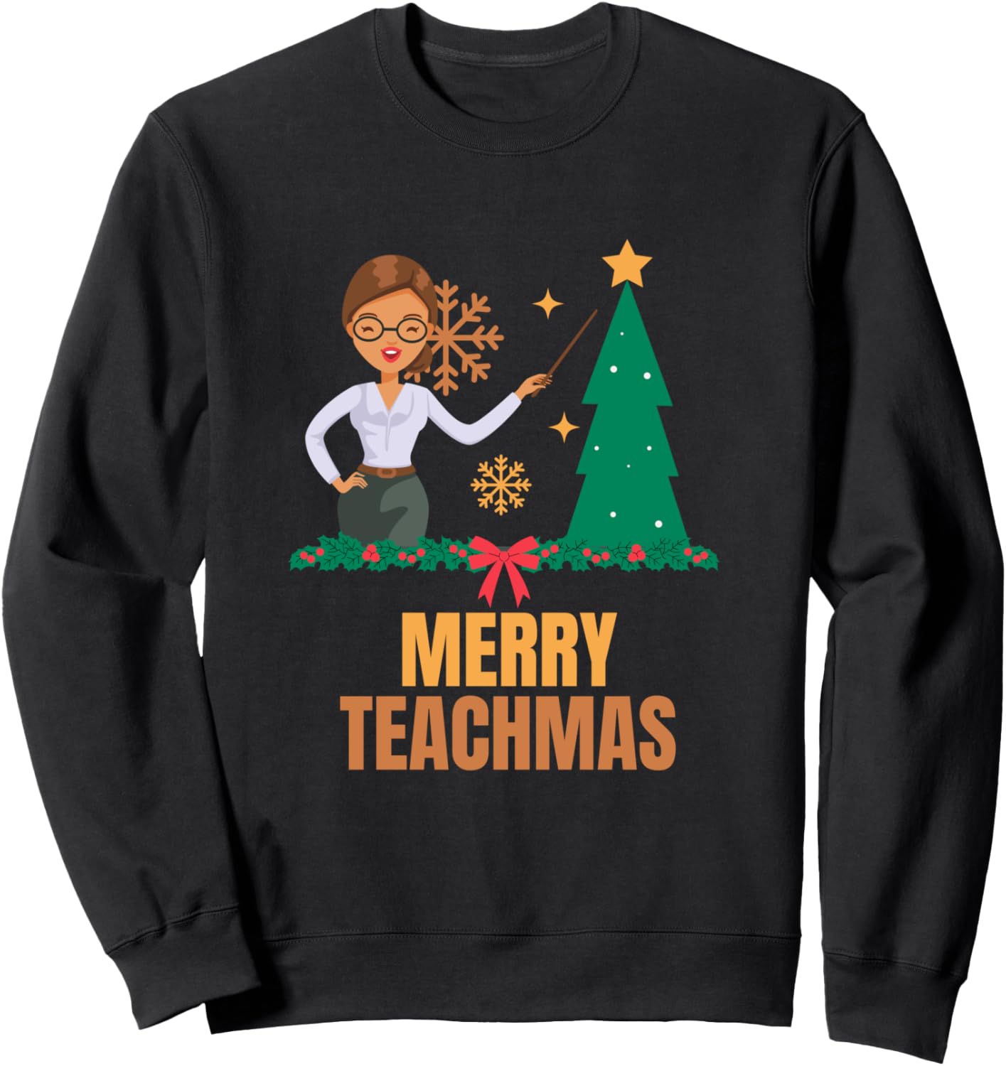 

Веселое Рождество, забавная толстовка с дизайном для учителя Merry Teachmas Christmas Holidays Funny Teacher, черный