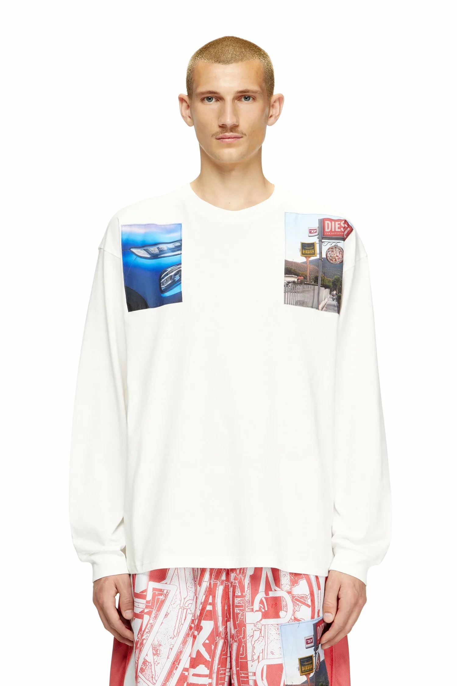 Мужская футболка с длинным рукавом T-BOXT-LS-T5 Diesel, цвет Off White — фото 2