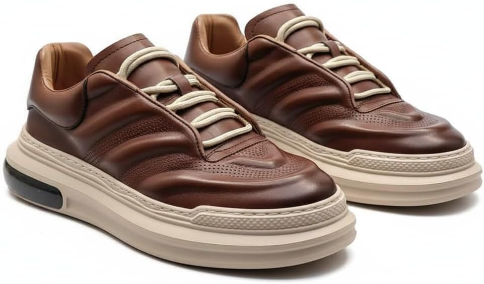 

Мужские кроссовки из искусственной кожи, повседневная обувь для делового и городского стиля- комфортная обувь для прогулок Zixcplaz, коричневый