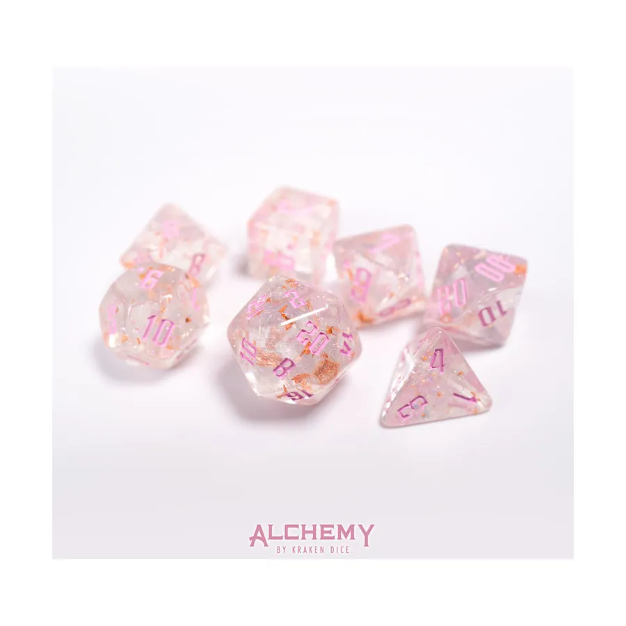 

Набор Poly — Фрагменты Венеры с розовыми чернилами (7), Poly Sets - Alchemy Dice, Fragments of the Sun & Venus