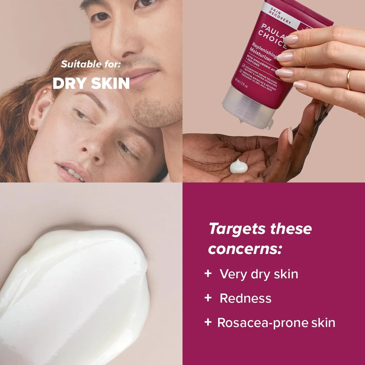 Тоник Paula's Choice — Насыщенный ночной Skin Recovery Moisturising Cream с пептидами и гиалуроновой кислотой, 60 мл — фото 3