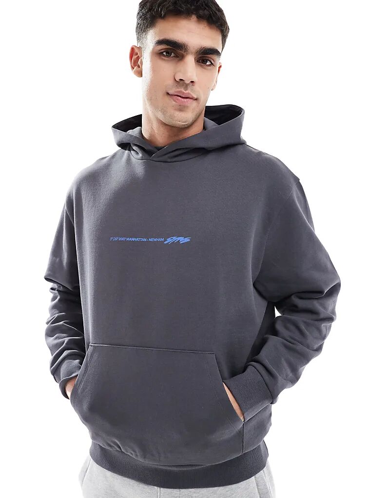 

Толстовка ASOS DESIGN с текстовым принтом спереди и сзади в угольном цвете