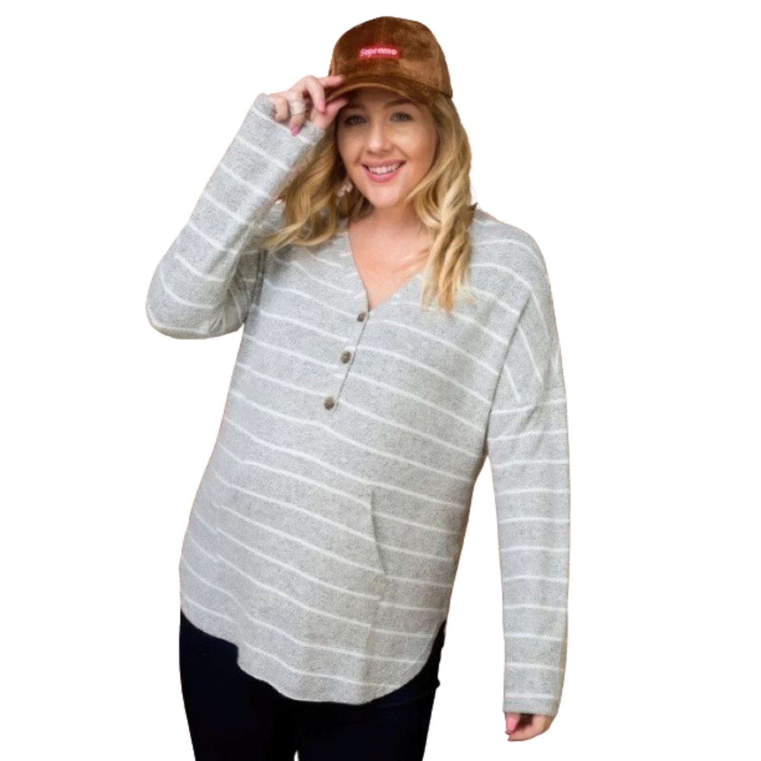 

Топ Hacci в двухцветную полоску с начесом FASHNZFAB, цвет heather grey/white