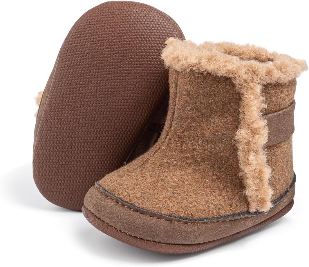 

Детские универсальные теплые ботинки с меховой подкладкой, мягкие, зимние для малышей, с нескользящей резиновой подошвой, зимние пинетки для малышей Zoolar, C5/Brown