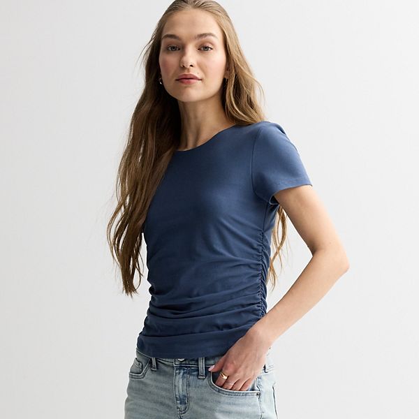 

Топ с коротким рукавом и боковой шнуровкой для подростков Pink Republic, Dusty Indigo