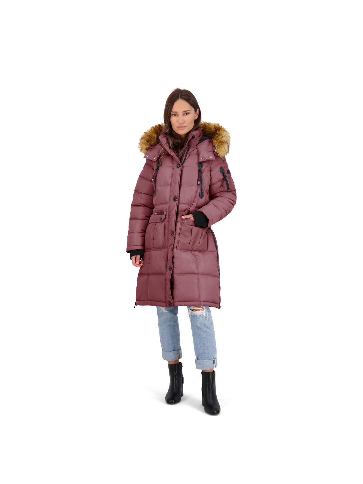 

Женское тяжелое пуховое пальто из искусственного меха Canada Weather Gear, цвет dark dusty rose