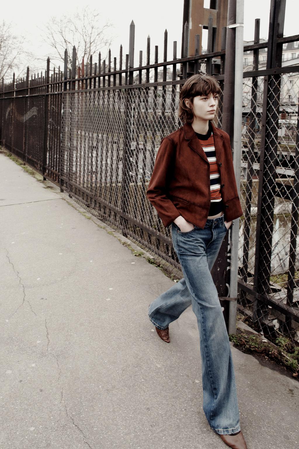 

Блейзер из 100% замши ZARA, цвет Wine