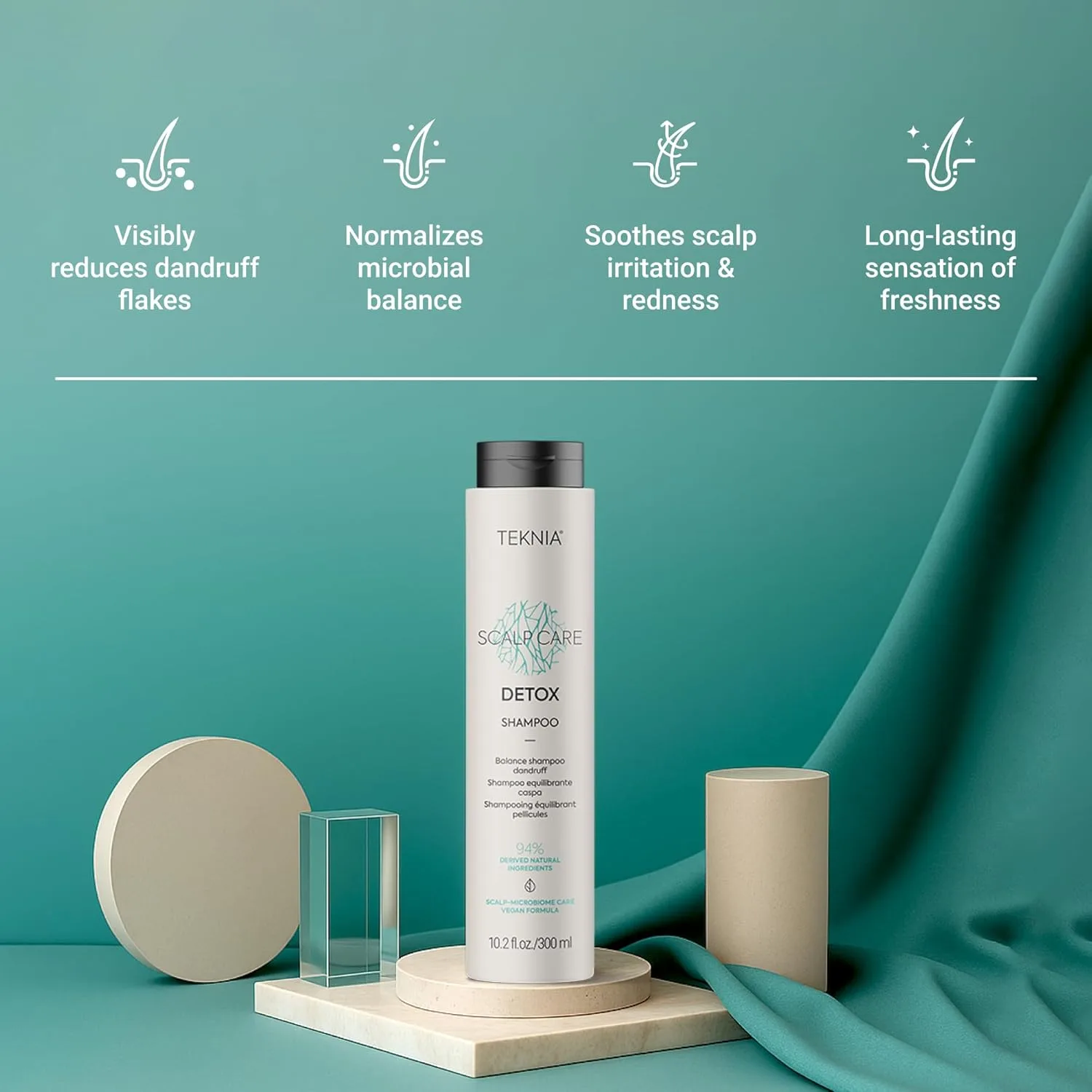 Lakmé Teknia Scalp Care Detox Balance Детоксифицирующий шампунь, шампунь против перхоти и для детоксикации кожи головы, 10,2 жидких унций 302 мл — фото 3