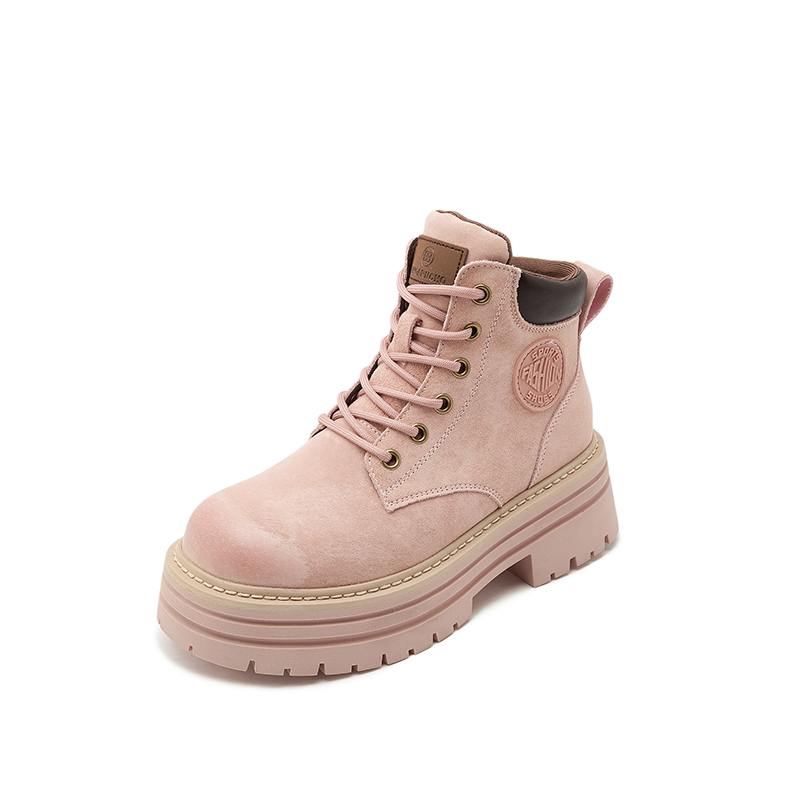 GIGIRYO Женские розовые ботинки на плоской подошве с высотой каблука 8 см, цвет Pink (Flat)