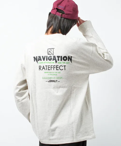 Детская футболка с длинным рукавом RAT EFFECT NAVIGATION с принтом овсяного цвета