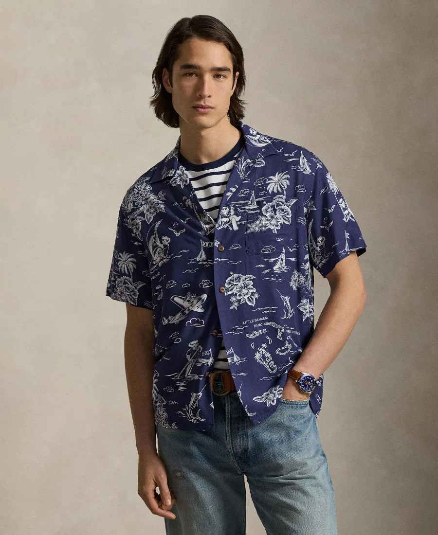 Мужская рубашка для кемпинга с принтом Polo Ralph Lauren, Cruise Navy Nautical