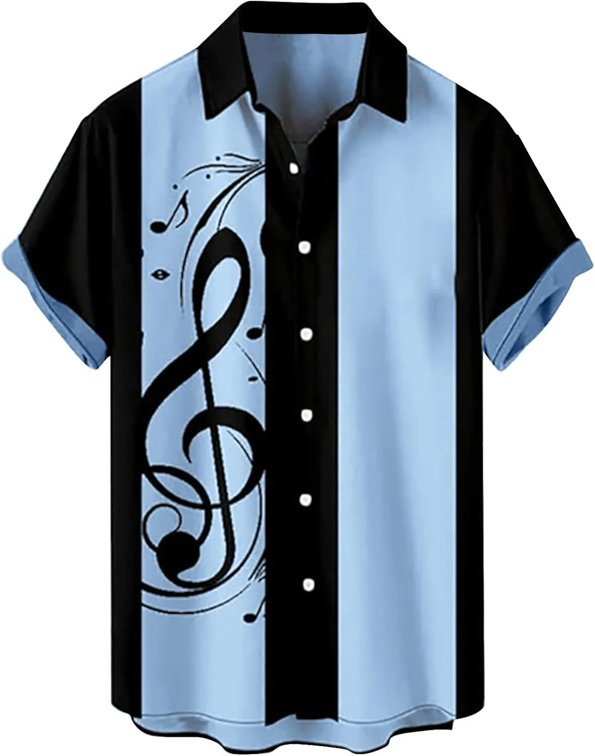 

Гавайская рубашка для мужчин с принтом музыкальных нот и карманом HJINGSUN