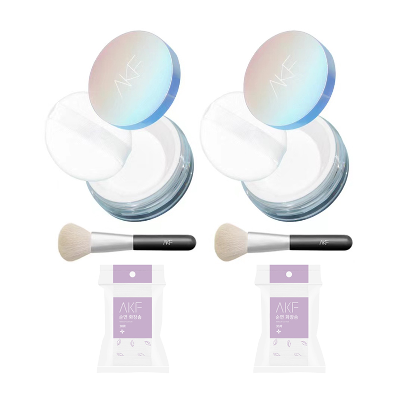

Набор косметики для женщин AKF, 10g*2+Loose Powder Brush*2+Cotton Pads*2