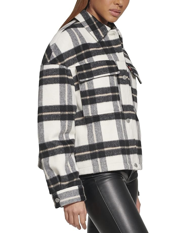

Куртка Levi's Shortie Wool Blend Jacket, цвет Black/Tan/Cream Plaid