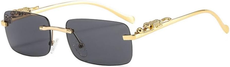 

Модные прямоугольные солнцезащитные очки без оправы для женщин в стиле ретро с леопардовым принтом и прозрачными линзами, мужские солнцезащитные очки с защитой от УФ-излучения UV400 generic, Black