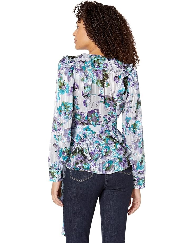 

Топ BCBGMAXAZRIA Printed Chiffon Wrap Top, мульти
