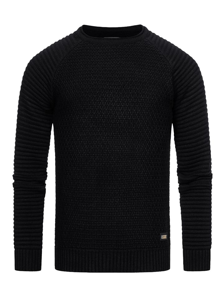 

Тяжелый байкерский свитер крупной вязки с круглым вырезом черного цвета Rusty Neal