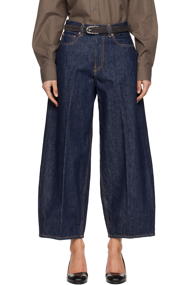 

6397 Синие укороченные свободные джинсы