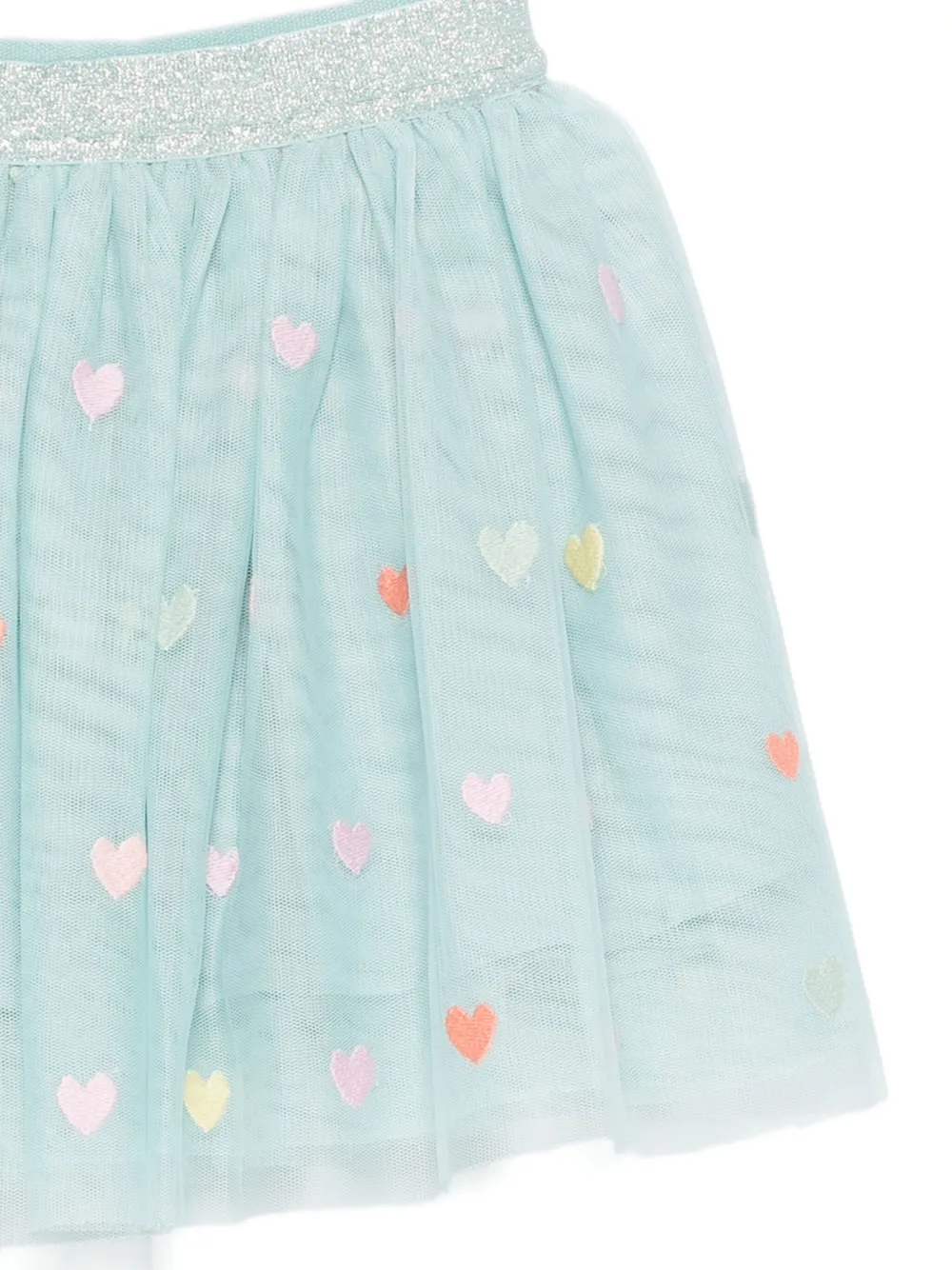 Юбка из тюля с вышивкой в виде сердечек и блестящим поясом Stella McCartney Kids, синий — фото 3